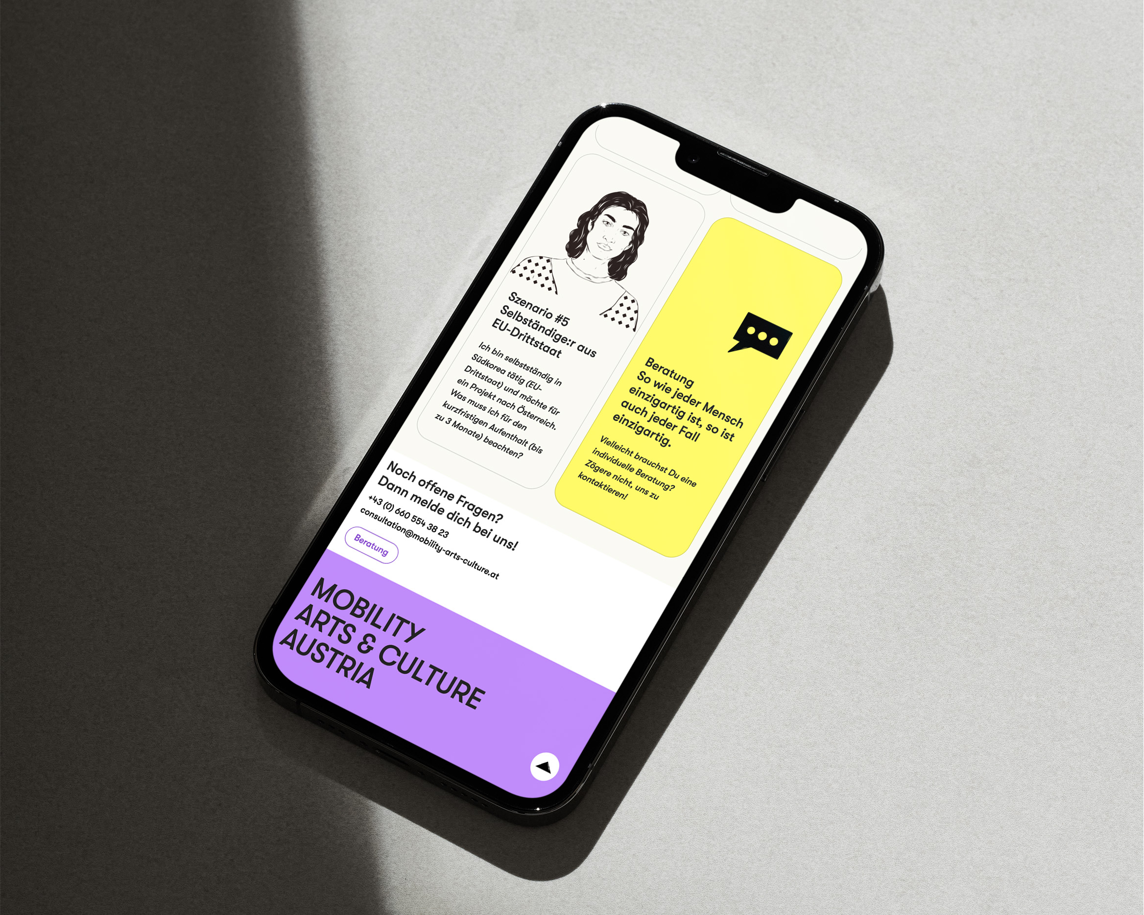 Mobile Webdesign der Plattform "Mobility Arts & Culture Austria" by Formation – Gestaltung mit Haltung