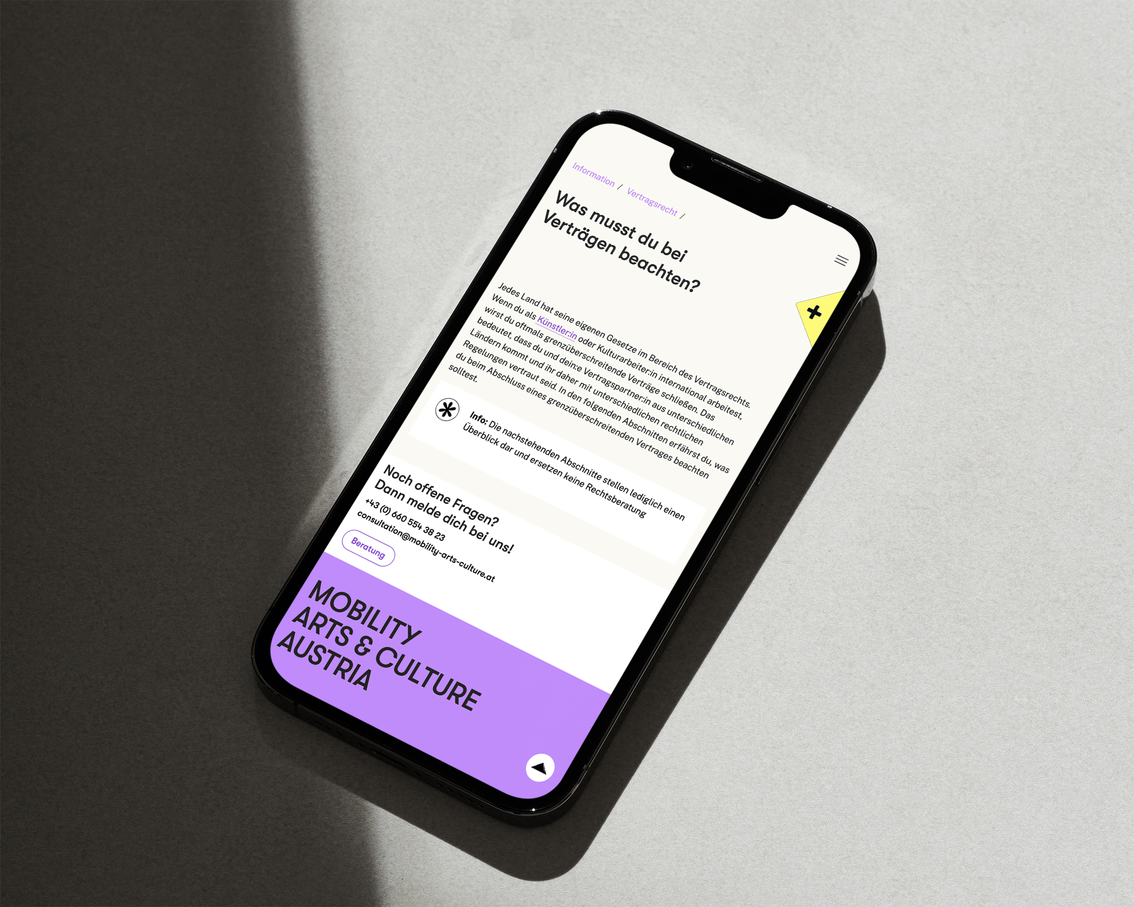 Mobile Webdesign der Plattform "Mobility Arts & Culture Austria" by Formation – Gestaltung mit Haltung